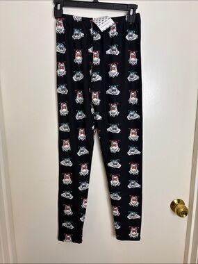 Piphany Black Leggings with Frog Faces and Red & Teal Glasses